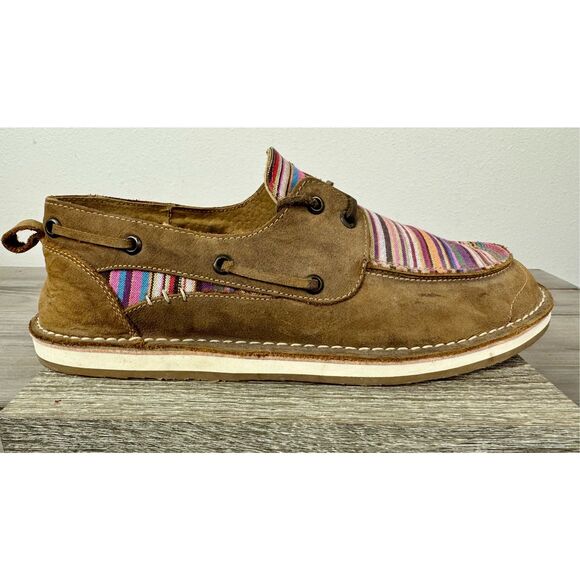 SHYANNE‎ Woven Stripe Brown Leather Slip On Moc Toe Casual Shoes size 11 - Picture 6 of 10